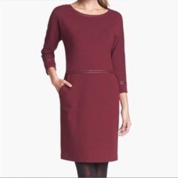 Women’s Lafayette 148 New York Purple Sheath Dress Size 8 3/4 Sleeves Formal - Picture 2 of 8